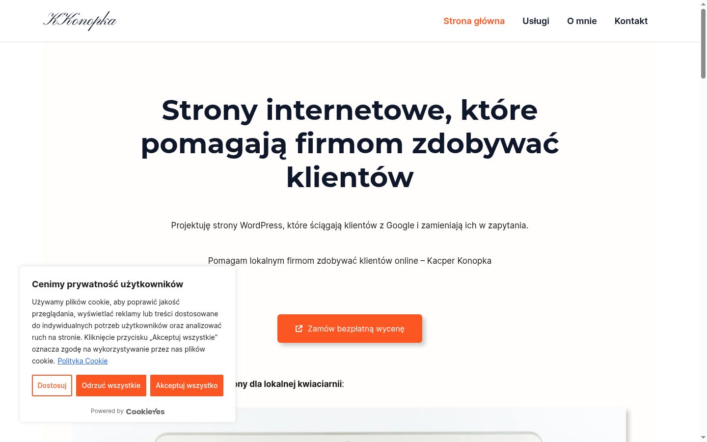 Screenshot del banner di consenso mostrato prima di qualsiasi interazione
