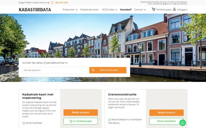 Screenshot of kadasterdata.nl