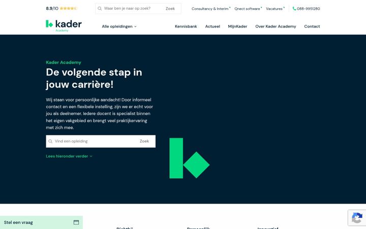 Screenshot of kader-academy.nl
