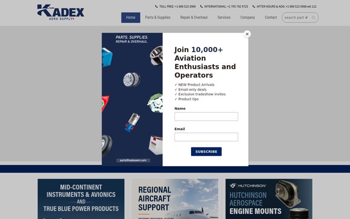 Screenshot of kadexaero.com