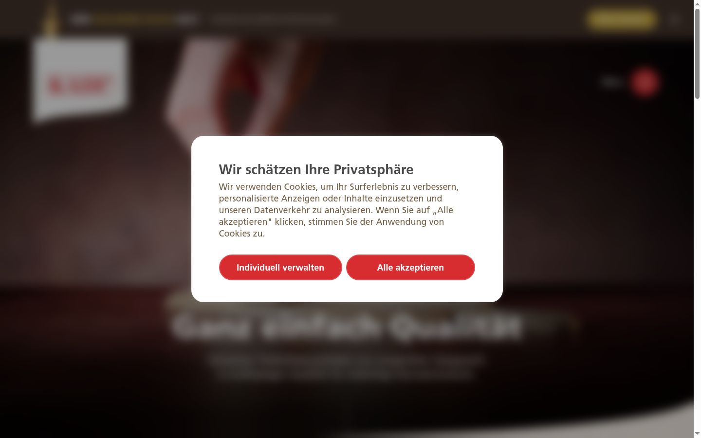 Screenshot del banner di consenso mostrato prima di qualsiasi interazione