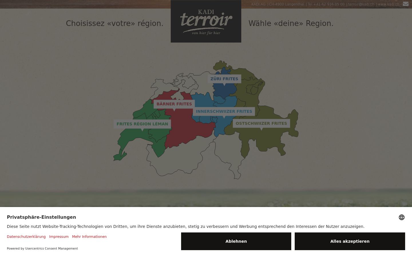 Screenshot des Einwilligungsbanners vor jeglicher Interaktion