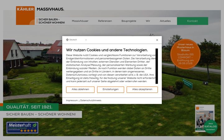 Screenshot of kaehler-massivhaus.de