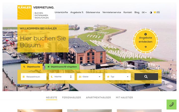 Screenshot of kaehler-vermietung.de