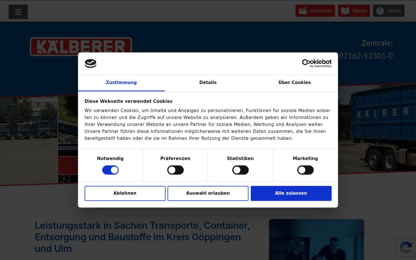 Snímek obrazovky baneru souhlasu zobrazeného před jakoukoli interakcí