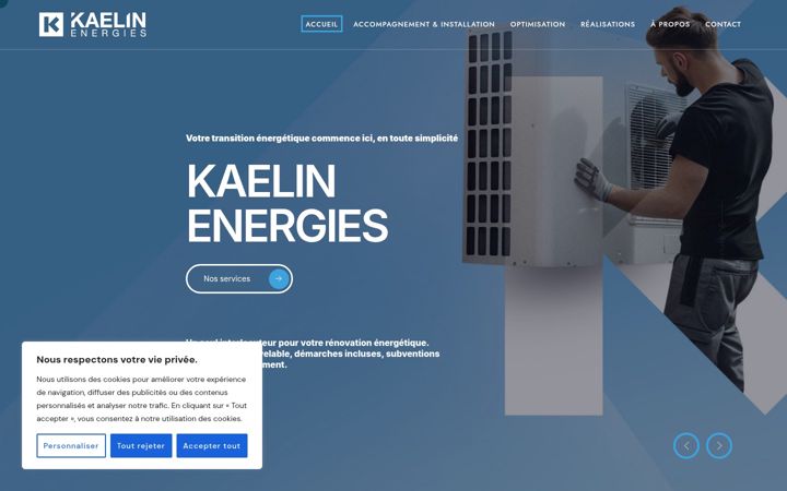 Screenshot of kaelin-energies.ch