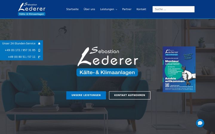Screenshot of kaelteklima-lederer.de