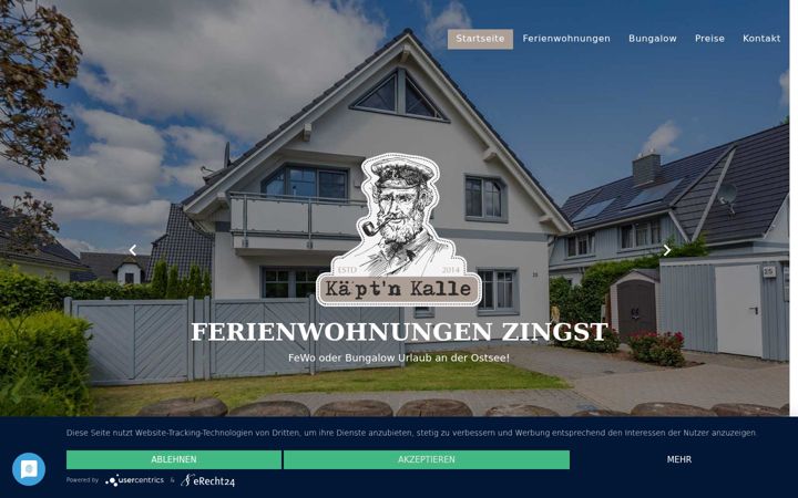 Screenshot of kaeptnkalle-ferienwohnung-zingst.de