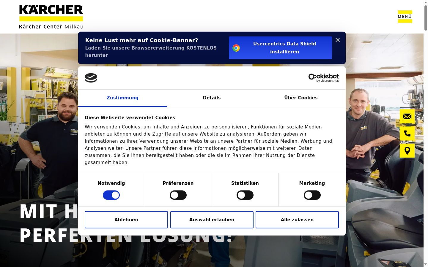 Snímka obrazovky banera súhlasu zobrazeného pred akoukoľvek interakciou