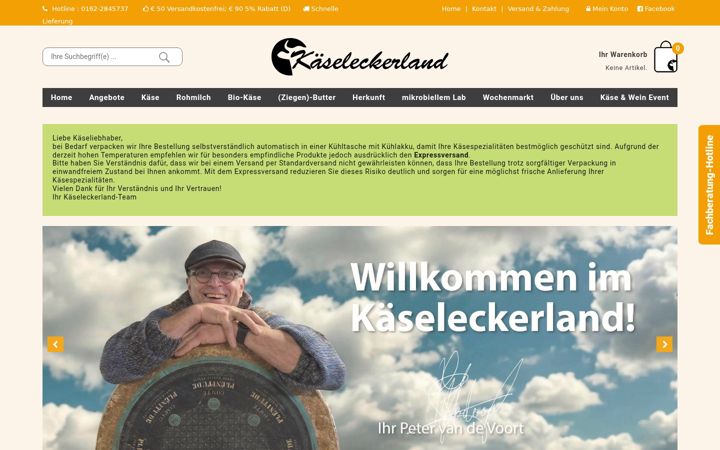 Screenshot of kaeseleckerland.de