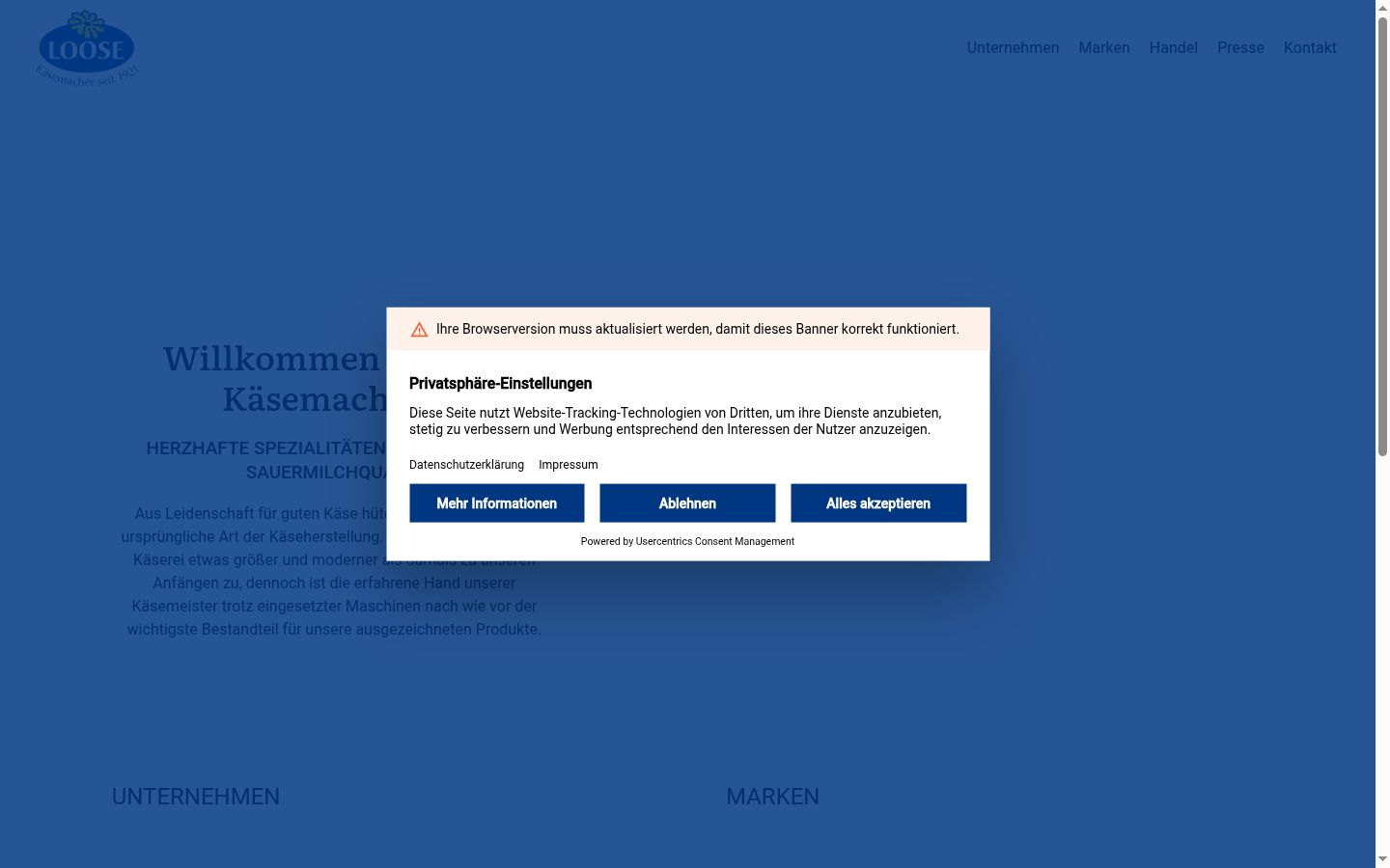 Sutikimo reklamjuostės, rodytos prieš bet kokią sąveiką, ekrano kopija