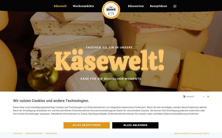 Screenshot of kaesewelt-wochenmarkt.de