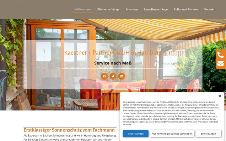 Screenshot of kaestner-sonnenschutz.de