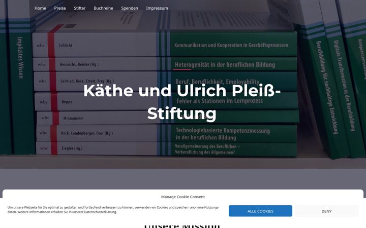 Screenshot of kaethe-und-ulrich-pleiss-stiftung.de