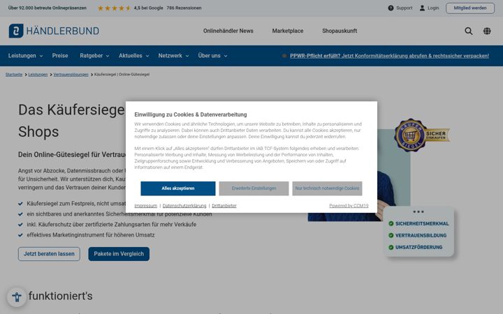 Screenshot of kaeufersiegel.de