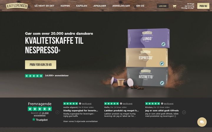 Screenshot of kaffedrengen.dk