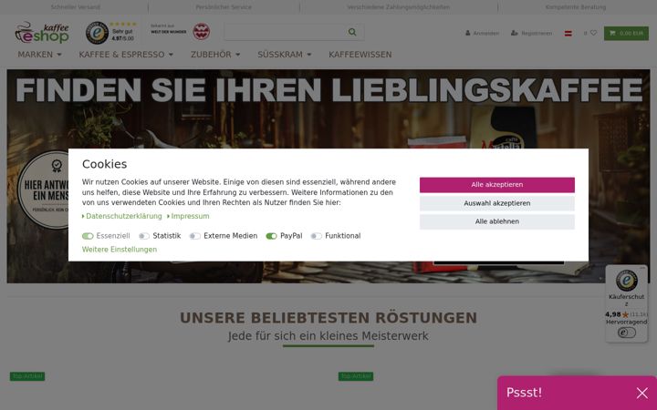 Screenshot of kaffee-eshop.de