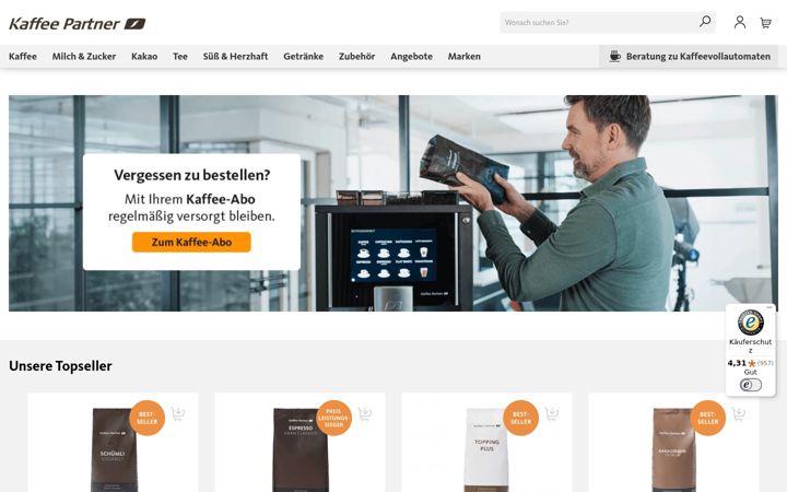 Screenshot of kaffee-partner-shop.de