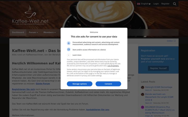 Screenshot of kaffee-welt.net