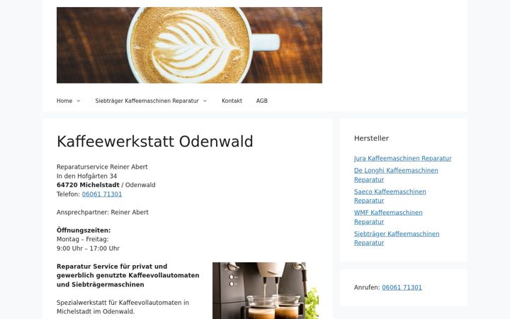 Screenshot of kaffee-werkstatt-odenwald.de