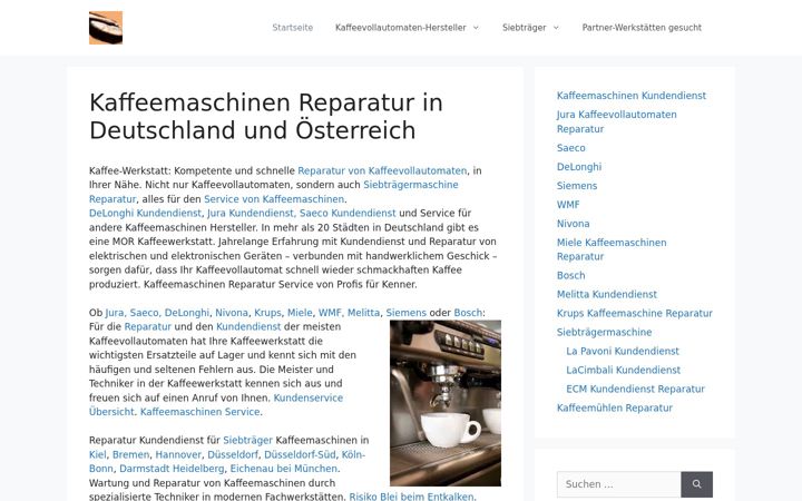 Screenshot of kaffee-werkstatt.eu