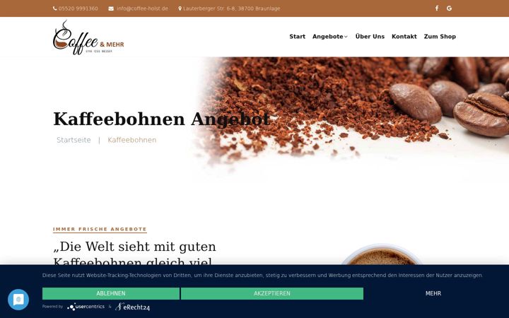 Screenshot of kaffeebohnen-angebot.de