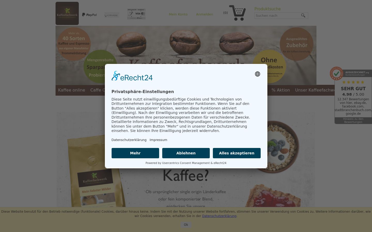 Screenshot del banner di consenso mostrato prima di qualsiasi interazione