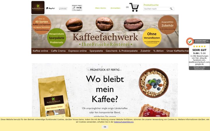 Screenshot of kaffeefachwerk.de