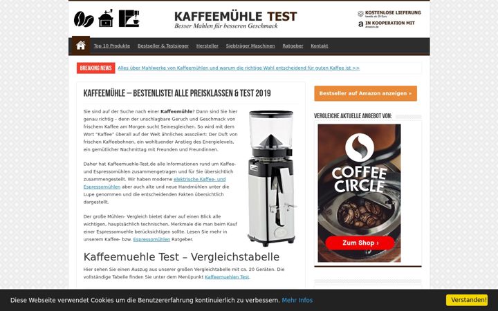 Screenshot of kaffeemuehle-test.de