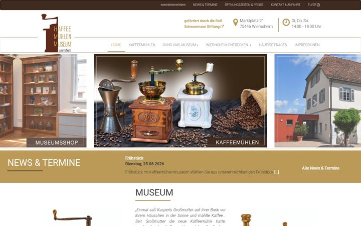 Screenshot of kaffeemuehlenmuseum.de