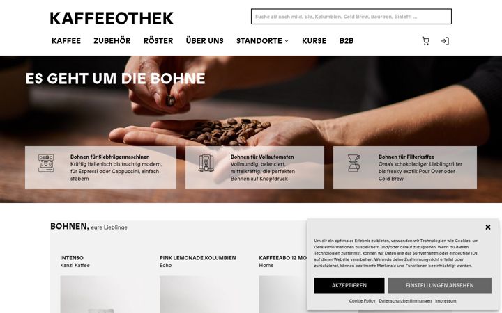 Screenshot of kaffeeothek.at