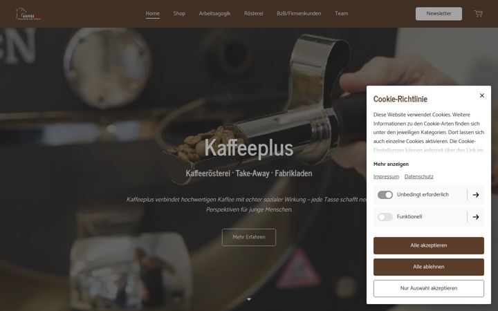 Screenshot of kaffeeplus.ch