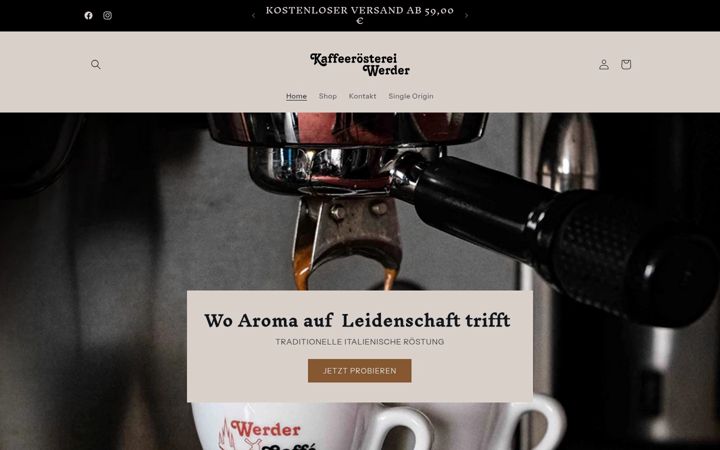 Screenshot of kaffeeroestereiwerder.de