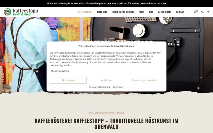 Screenshot of kaffeestopp.de