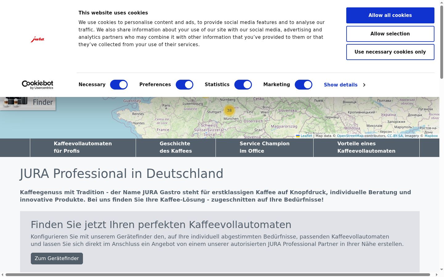 Screenshot del banner di consenso mostrato prima di qualsiasi interazione