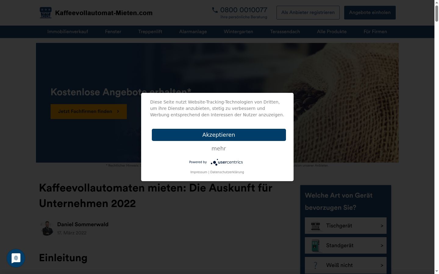 Screenshot van de toestemmingsbanner zoals getoond vóór enige interactie