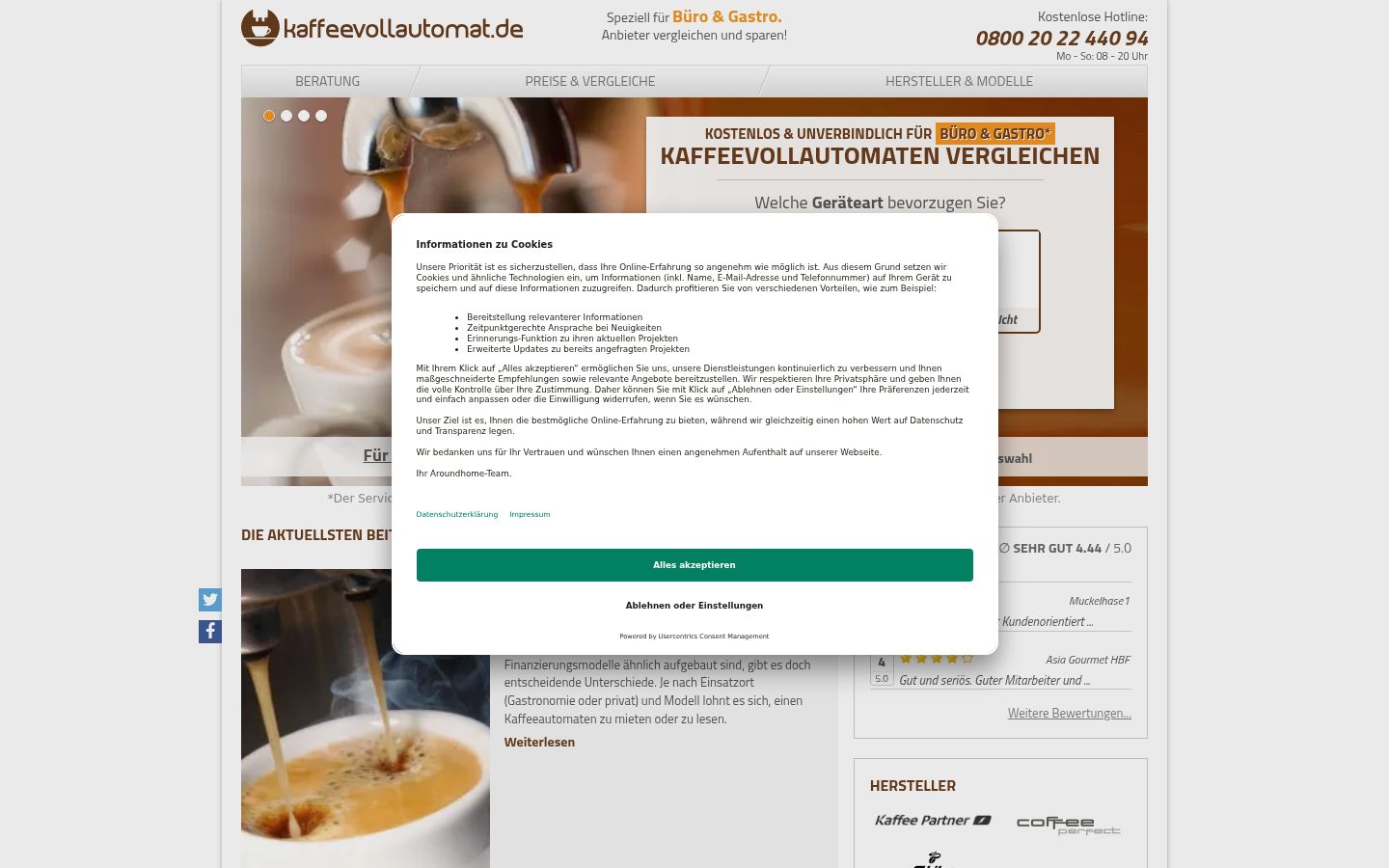 Screenshot del banner di consenso mostrato prima di qualsiasi interazione