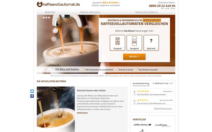 Screenshot of kaffeevollautomat.de