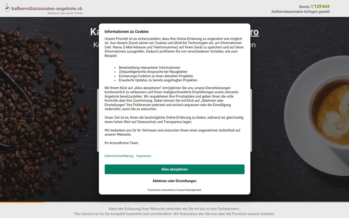 Screenshot of the consent banner shown before any interaction