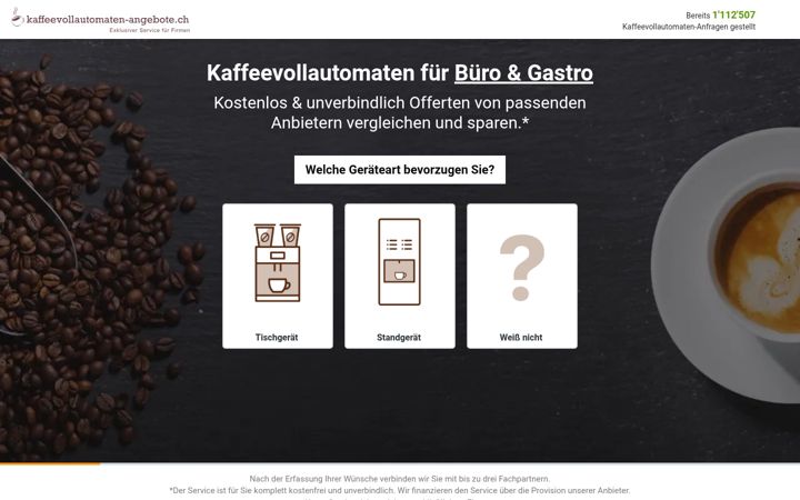 Screenshot of kaffeevollautomaten-angebote.ch