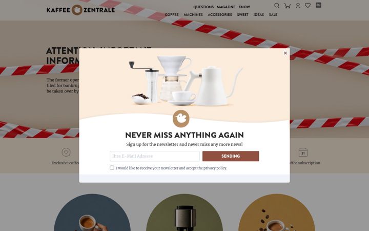 Screenshot of kaffeezentrale.com