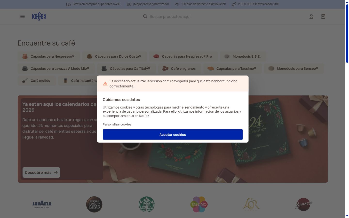 Capture d'écran de la bannière de consentement affichée avant toute interaction