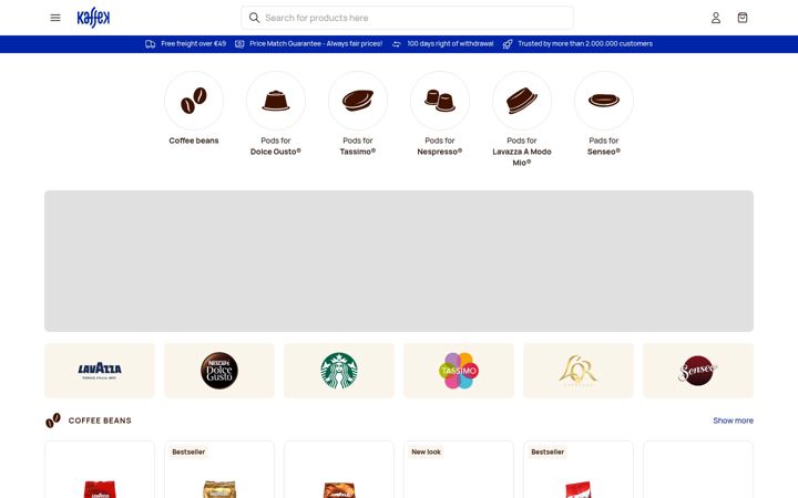 Snímek obrazovky kaffek.ie