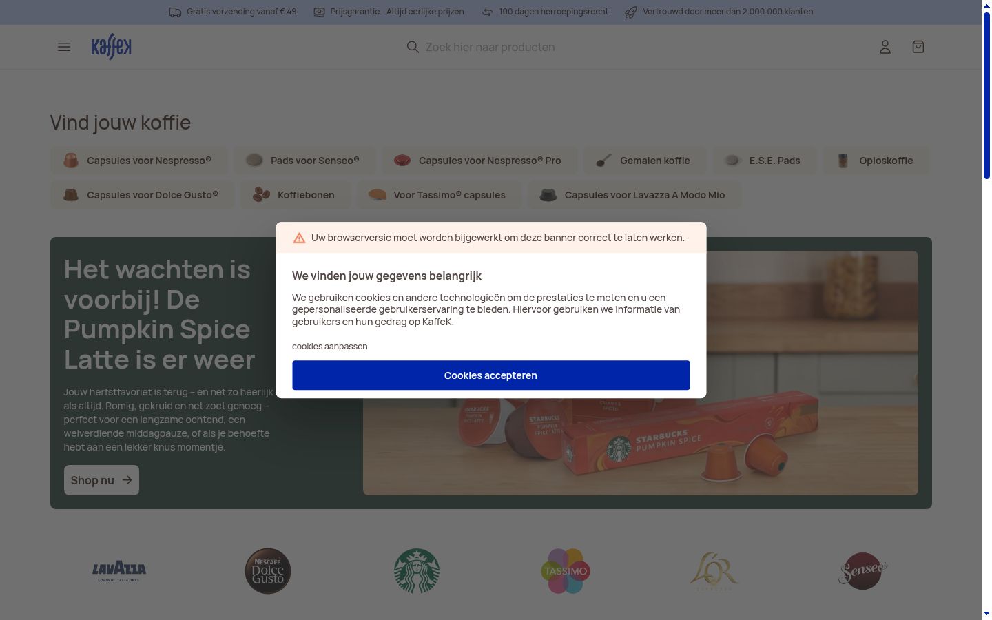 Kuvakaappaus suostumusbannerista, joka näytettiin ennen mitään vuorovaikutusta