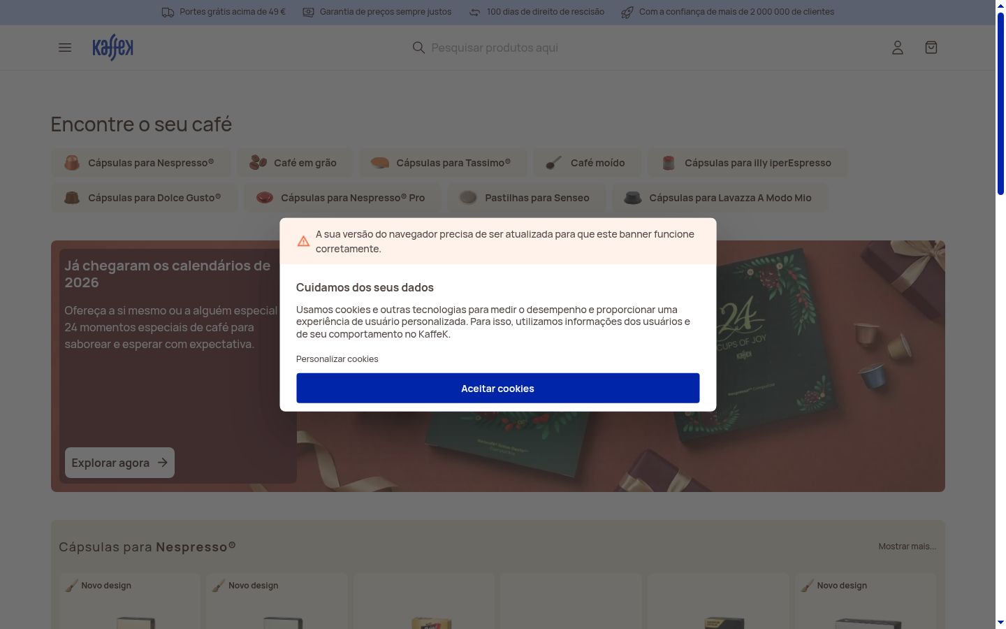 Snímek obrazovky baneru souhlasu zobrazeného před jakoukoli interakcí