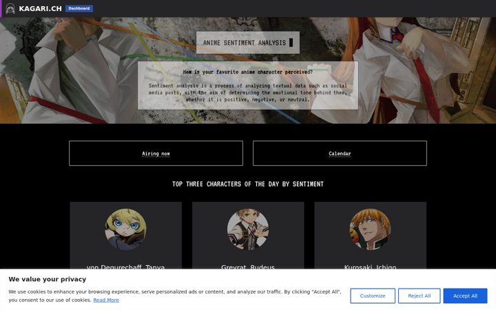 Screenshot of kagari.ch