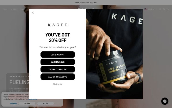 Screenshot of kaged.com