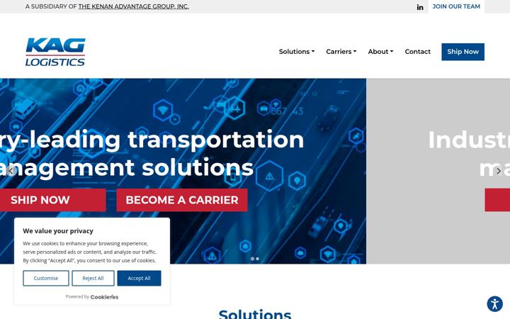 Screenshot of kaglogistics.com