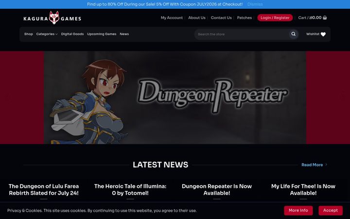 Screenshot of kaguragames.com