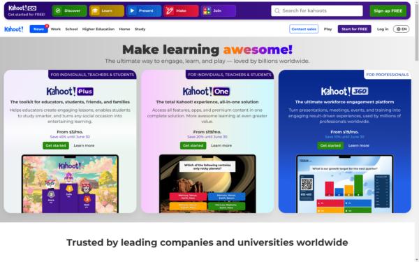 Screenshot of kahoot.com